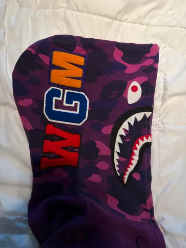 BAPE Shark Hoodie Purple Camo WGM - Tam. XXL ( usado )