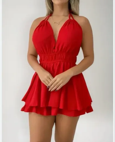 VESTIDO SHORTS VERMELHO