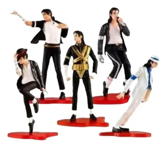 Coleção com 5 Bonecos Michael Jackson em Pvc com 11cm- Pronta Entrega