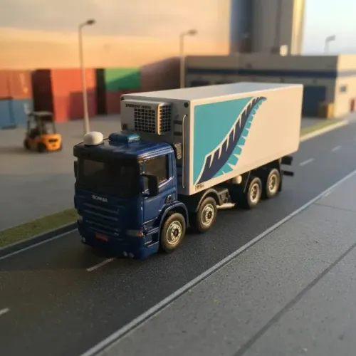 Miniatura caminhão Scania Bau bitruck