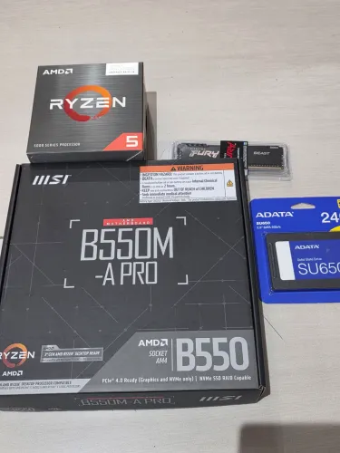 Kit amd ryzen 5 5600gt placa mae msi b550m a pro memoria kingston 16gb ddr4 ssd 240gb