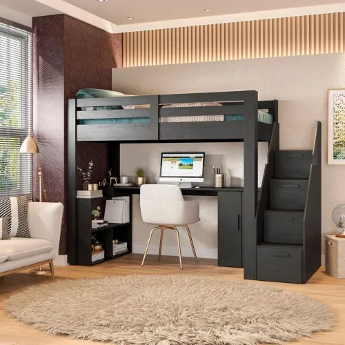 Cama Solteiro com Escritório Office