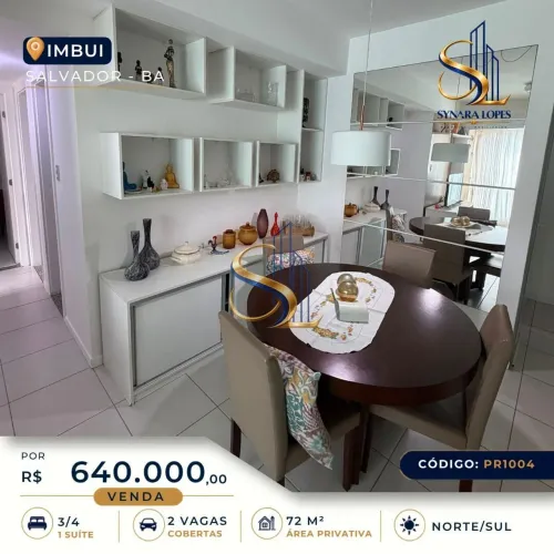 APARTAMENTO 72 M² | 3 QUARTOS | 1 SUÍTE | IMBUI | SALVADOR-BA
