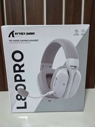 Headset Gamer Attack Shark L80 Pro Tri Mode Sem Fio Bluetooth 2.4G USB C