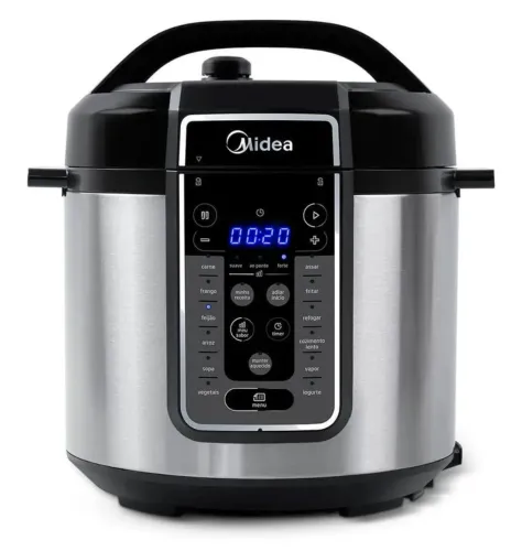 Panela de pressão elétrica Midea MasterSteam Preta e inox 6L