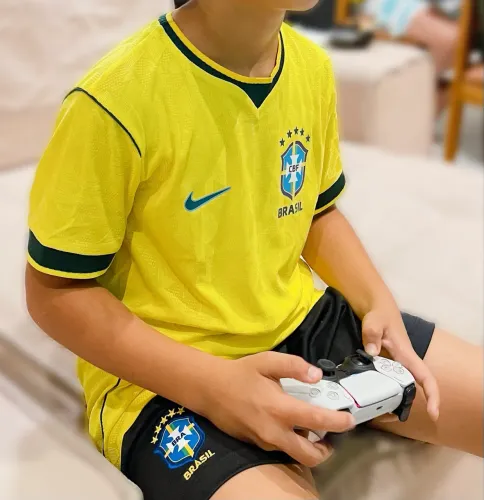 Camisa Infantil Brasil Modelo Jogador Preço Imperdível