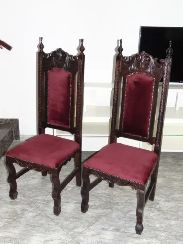 Cadeiras Renascença Lindas! Qualidade Diferenciada Madeira Nobre Entalhada Alta Decoração