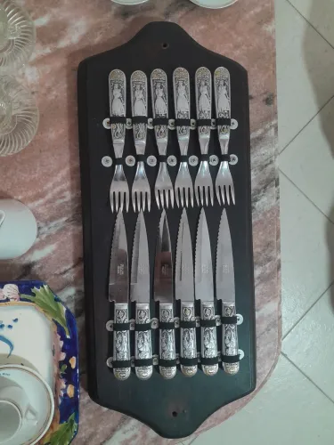 Faqueiro vintage para churrasco em prata 90