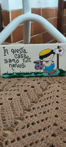 Azulejo Decorativo Pintado à Mão - Frase em Italiano - 15 cm