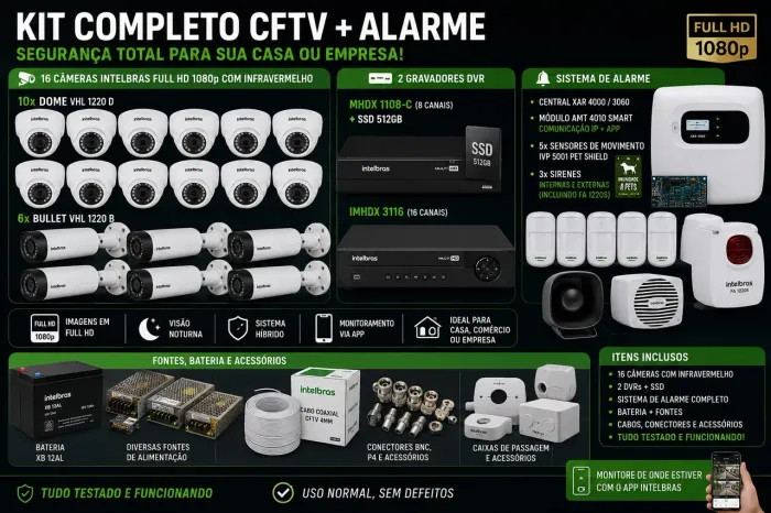 KIT COMPLETO DE CFTV + ALARME INTELBRAS