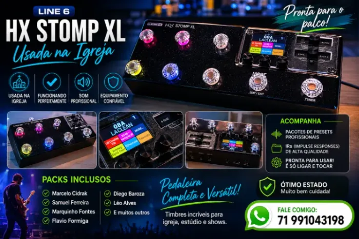 Pedaleira Line 6 HX Stomp XL + Packs Premium de Presets e IRs