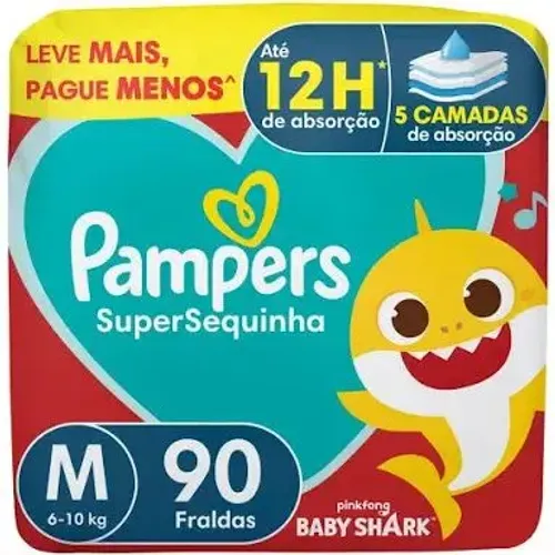 180 fraldas Pampers Super Sequinha - Tamanho M