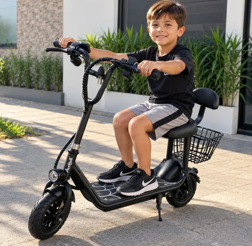 Patinete Elétrico HL08 250W com Banco e Cesta NOVO