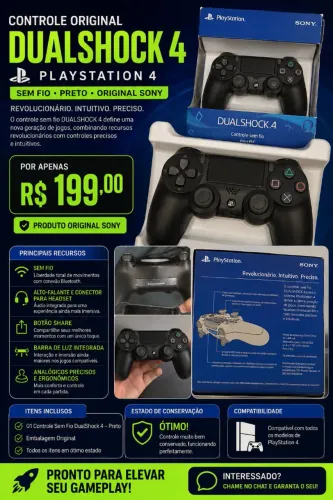 Controle Original Sony DualShock 4 PS4 | Completo com Caixa | Excelente Estado