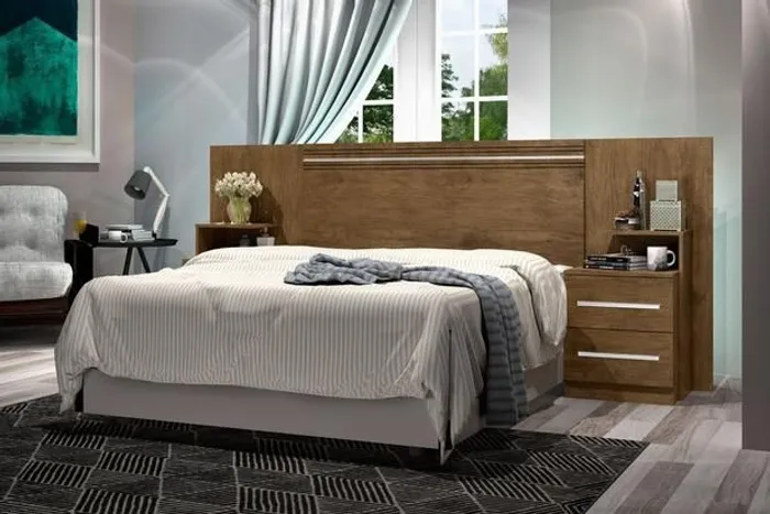 Quarto cabeceira casal com criado mudo