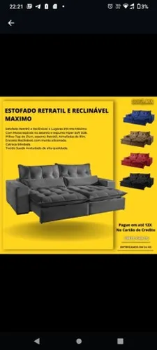 Sofá Retratil Reclinável Maximo 2,10 mts alto padrão