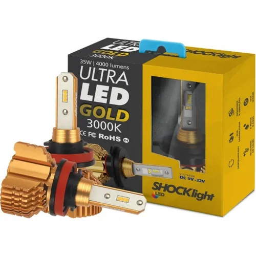 Lâmpada Ultra Led H8 H11 H9 Amarela 3000k 8000lm - Shocklight Gold