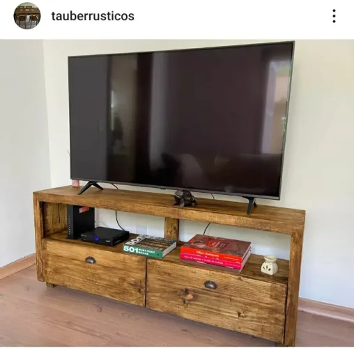 Rack para TV rústico de madeira - Novo