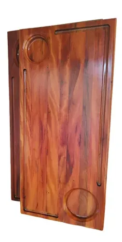 Tábua para churrasco corte ou cozinha resinada com petisqueira e suporte para copos