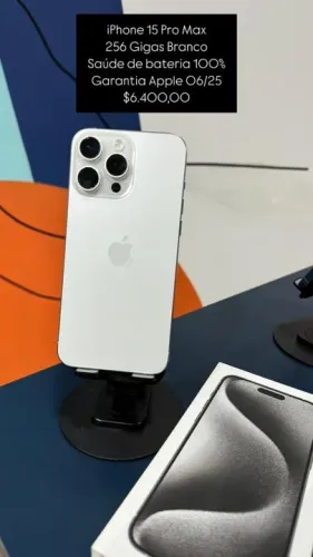 IPhone 15 Pro Max 256GB Branco Saúde de bateria 100% Semi novo | Loja Fisica |