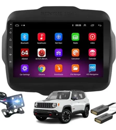 Kit Multimídia Jeep Renegade 2016-2020 Android Câmera De Ré