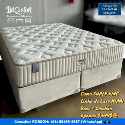 CAMA SUPER KING SEALY MIAMI LINHA DE LUXO