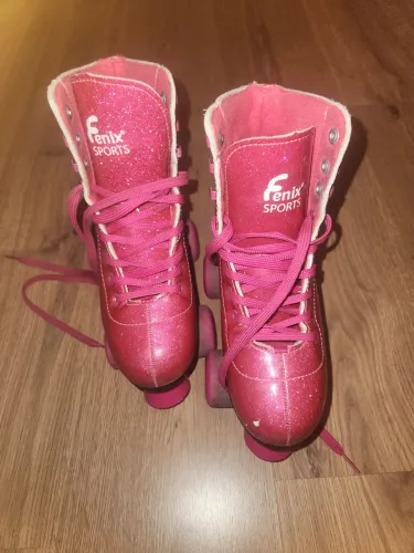 Patins Fênix Roller 4 Rodas Ajustável 31-34 Rosa - Usado em Bom Estado