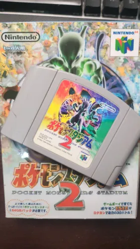 Jogo Pokémon Stadium 2 (1999) original Japonês (caixa repro) Nintendo 64