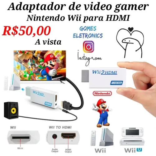 Adaptador conversor de vídeo game Nintendo Wii pra HDMI R$50,00 LOJA FÍSICA 