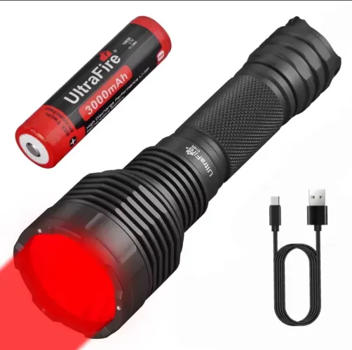 Lanterna Tática UltraFire C15R Luz Vermelha