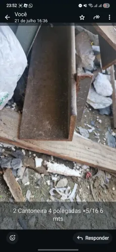 Cantoneira de aço 4 polegadas 5/16 6 mts