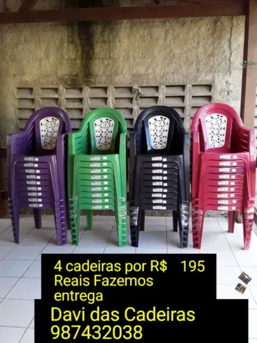 4 Cadeiras de Plástico xh dm uc Coloridas cn 5z ss m -nd kd Entrega HOJE