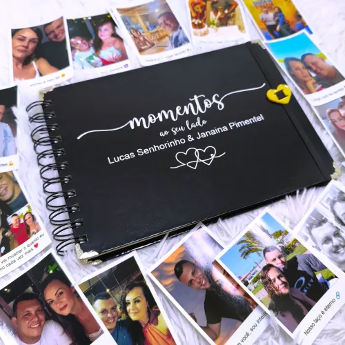 Kit Álbum de Fotos Personalizado com 18 Adesivos Formato Polaroide