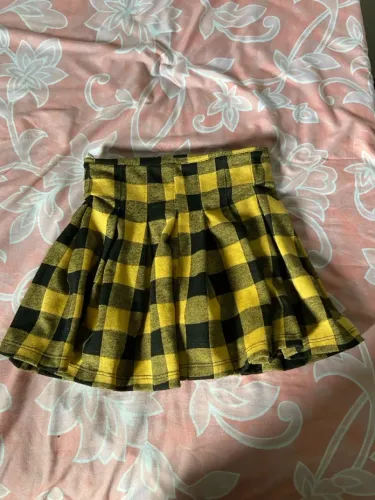 Saia infantil xadrez amarelo e preto 10