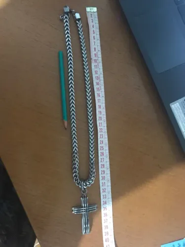 Cordão Masculino de Aço inoxidável com Cruz