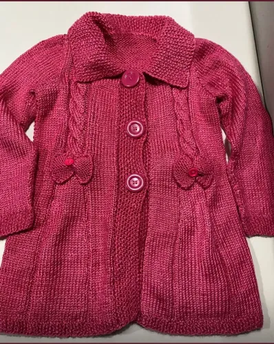 Casaco de Tricô Rosa para Menina