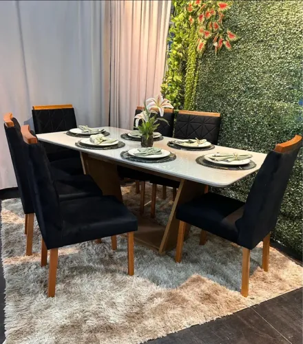 Conjunto de Mesa com 6 cadeiras base em MDF 1,60x80