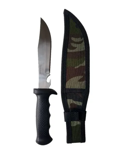 Faca Tática C/Bainha Camuflada, Aço Inox P/Pesca, Caça, Camping, Sobrevivência,.
