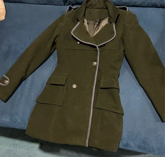 Sobretudo lã batida verde militar 