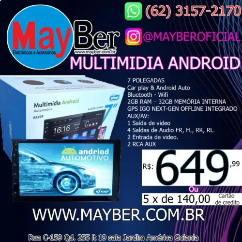 Multimidia android 7 polegadas 2 gb de velocidade 32 de armazenamento