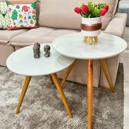 Mesa lateral decorativa vidro laqueado