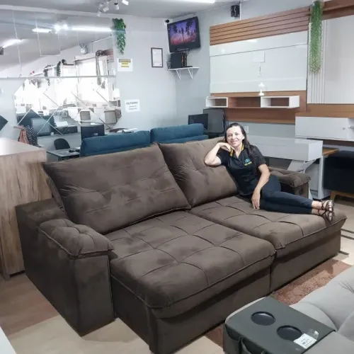 SOFÁ RETRÁTIL RECLINÁVEL 2.50 M COM CARREGADOR USB