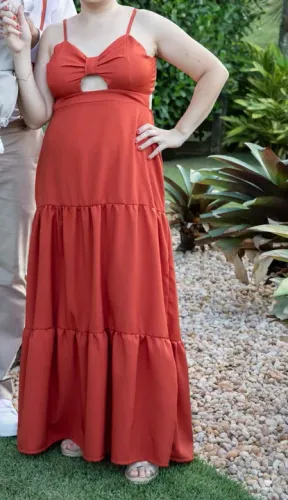 Vestido Longo saia 3 Marias Terracota (marrom) para Festa