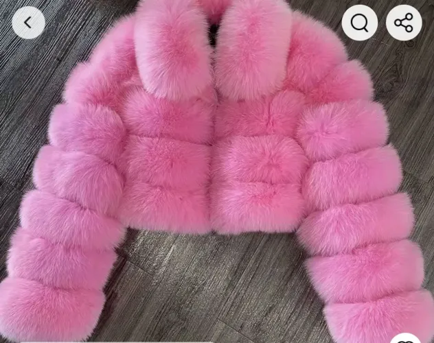 Jaqueta de Pele Rosa Luxuosa