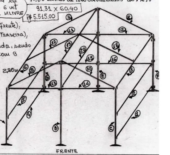 Barraca de ferro galvanizada, 4,00x2,90m, totalizando 11,60m2, seminova.