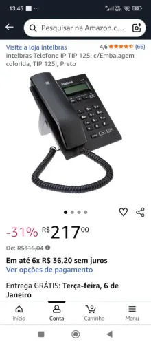 Aparelho telefone IP TIP