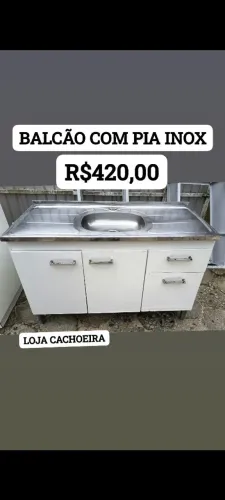 BALCÃO COM PIA INOX