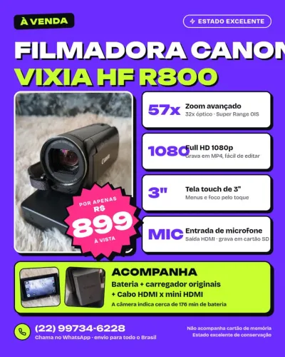 FILMADORA CANON VIXIA HF R800 FULL HD