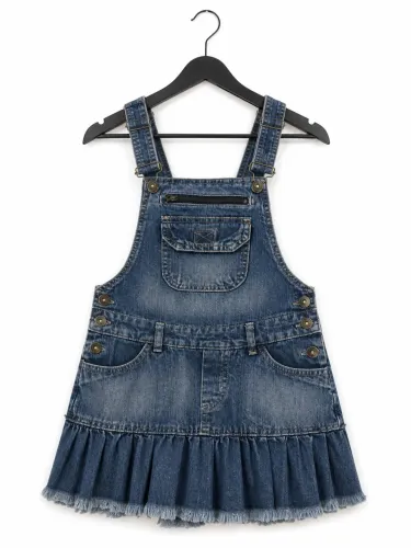 jardineira jeans y2k infantil/juvenil.
