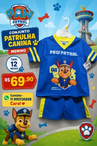 Conjunto Patrulha Canina menino novo.